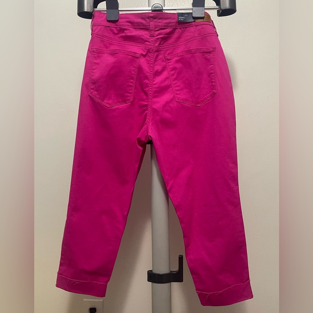 Crown & Ivy High Rise Skinny Crop Pants Hot Pink Size 12P